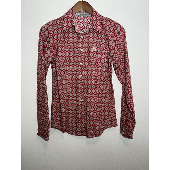 Cinch Women's Button Down Red With Gray Size Small - Picture 1 of 4